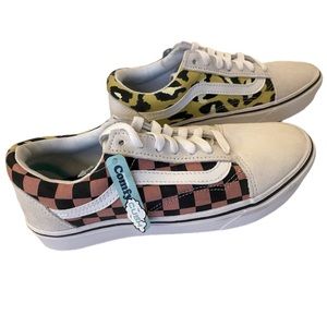 NWT Vans ComfyCush W6.5 Leopard & Checkered Off-the-Wall Sneakers